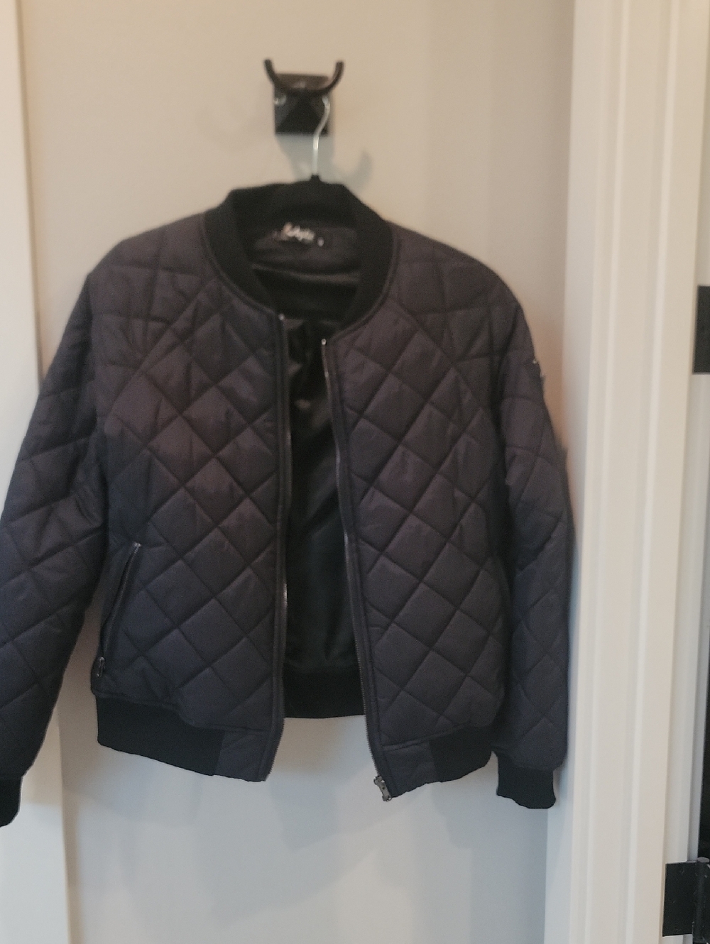 ANGL Quilted Bomber Jacket in Black